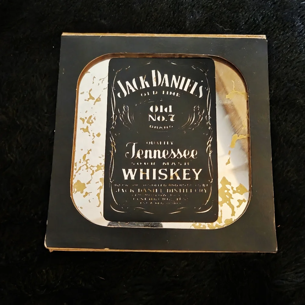 VINTAGE Jack Daniels Glass Mirror Carnival Prize Cardboard Bar Man Cave